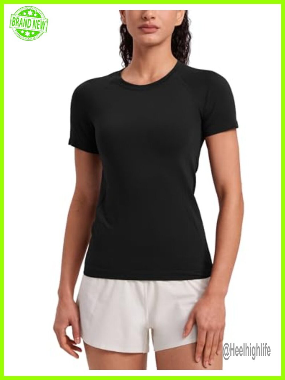 Seamless Workout Crewneck T-Shirt Hip Length Slim Fit Short Sleeve